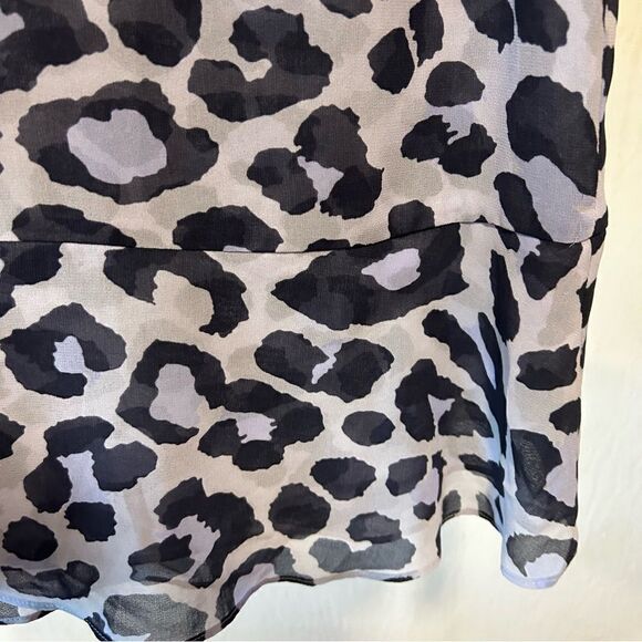 cabi Feline Purple Lavender Animal Print Peplum Blouse - Picture 7 of 11